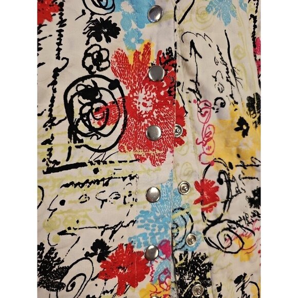 Christopher & Banks Women's Scribble Small Stretch Art To Wear Jacket Button Up - Picture 5 of 7